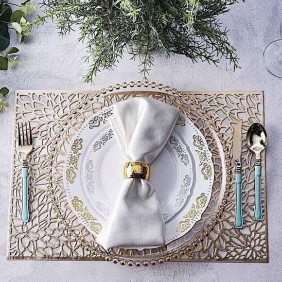 Gold Placemats Laser Cut Elegant Everyday Special Occasion Holiday Elegant 4 PC - Picture 9 of 16